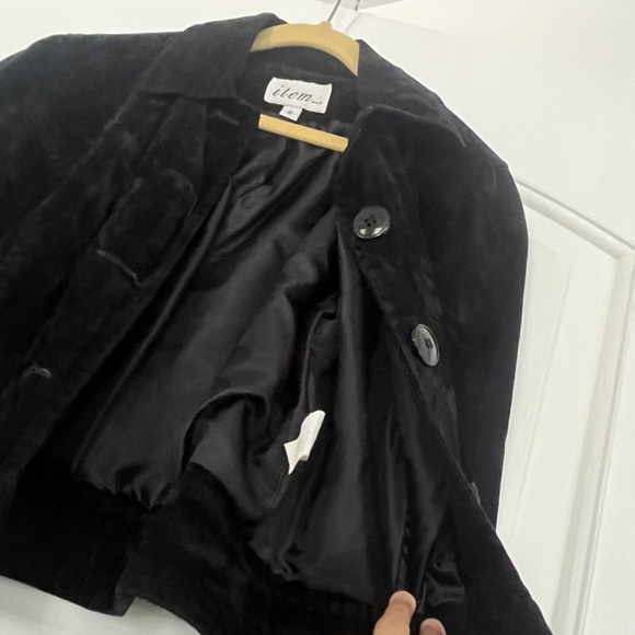 ITEM crushed black velvet blazer jacket - Picture 2 of 4